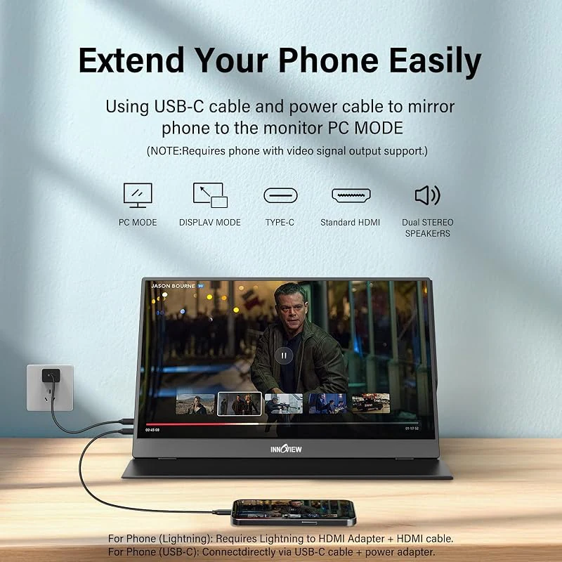 InnoView 15.6″ FHD: extiende también tu teléfono