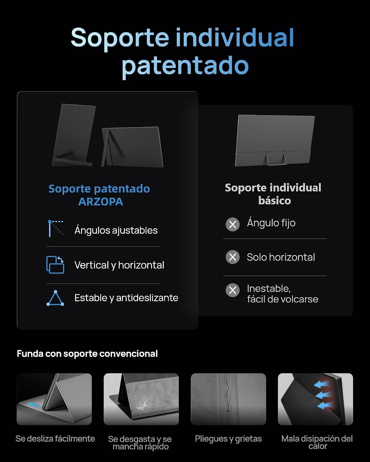ARZOPA Z1FC: soporte integrado ajustable